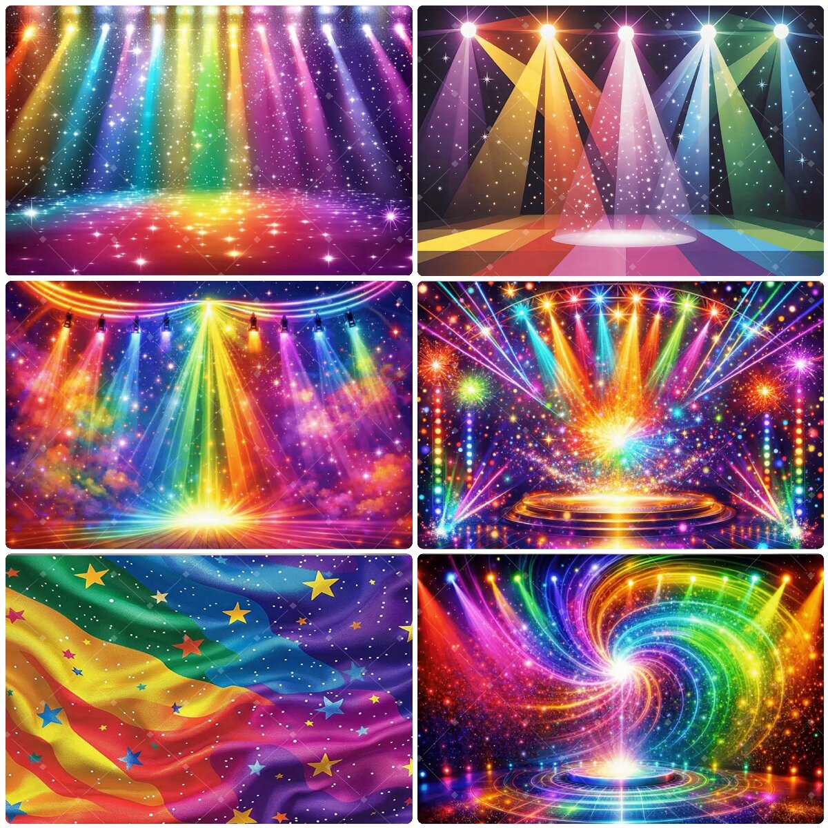 Photography Lighting Color - Colorful Rainbow Stage Light Backdrop Glitter