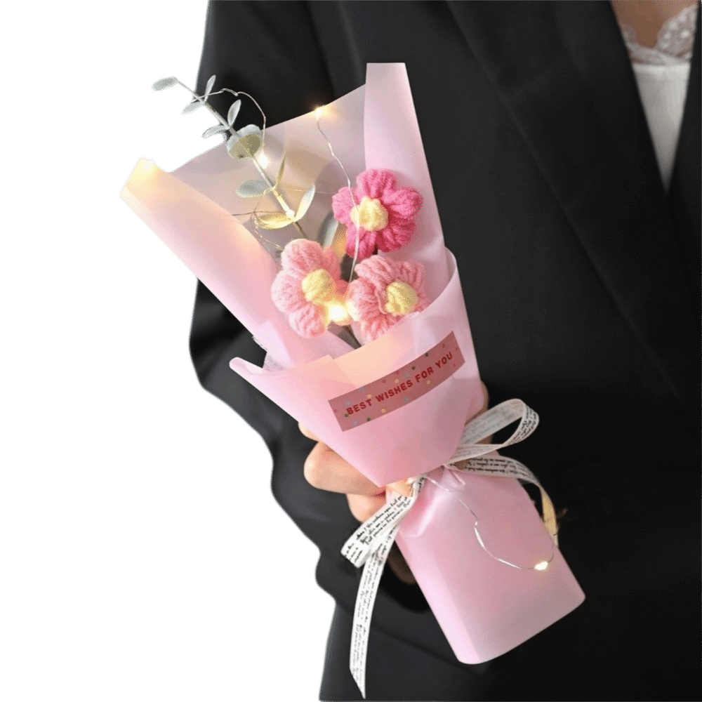 Knitted Crochet Flowers Bouque - Photography Artificial Lighting 评论和价格